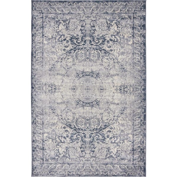 Unique Loom Chateau Grant Dark Blue 4' 0 x 6' 0 Area Rug