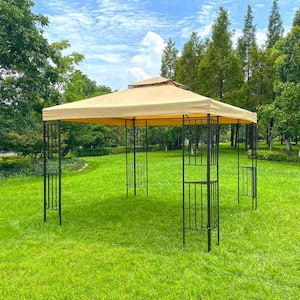 10 ft. x 10 ft. Patio Double Tiers Gazebo Soft Top Canopy Tent With Mosquito Net & Detachable Mesh Screen