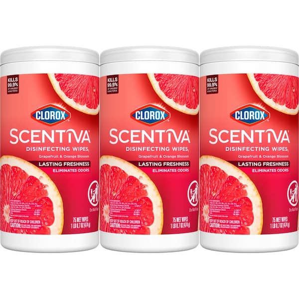 CLOROX SCENTIVA 75-Count Grapefruit and Orange Blossom Bleach Free Disinfecting Wipes (3-Pack)