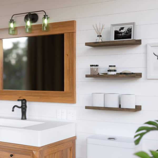 15.6 in. W x 5.1 in. D Brown Floating Shelves Decorative Wall Shelf (Set of 3)