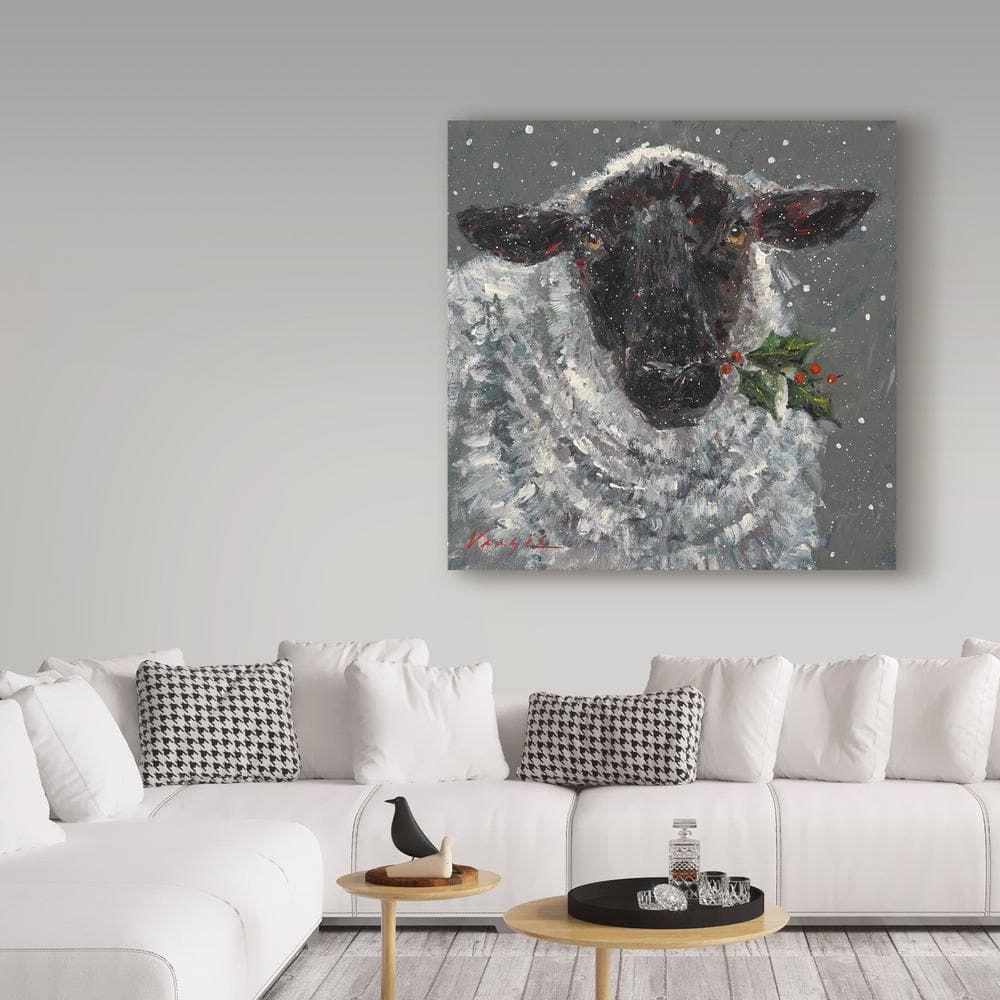 Wren The Christmas Sheep Canvas Art with Floater Frame, 18x18