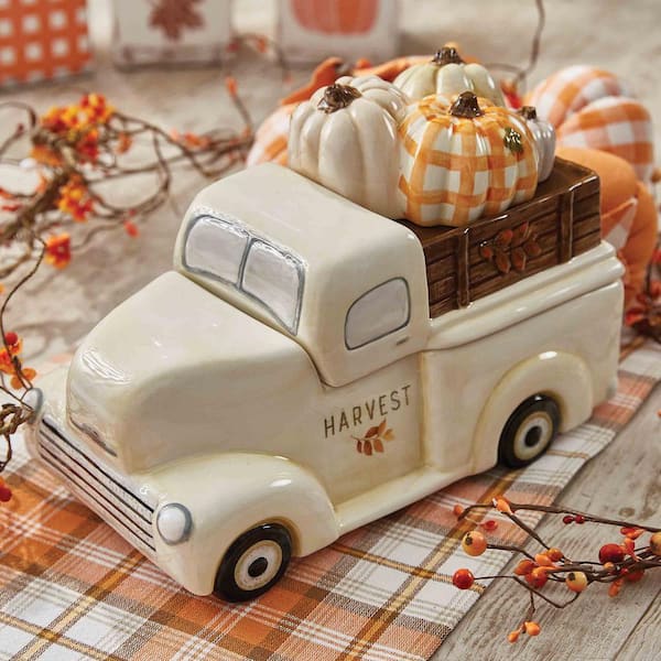 1-Stone Cream Harvest Truck Cookie Jar