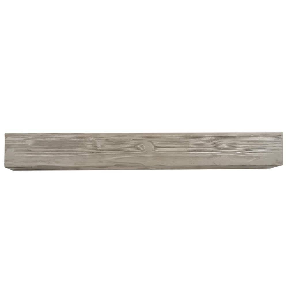 Gray 60 in. x 6 in. Decorative Box Solid Wood Fireplace Mantel and Floating