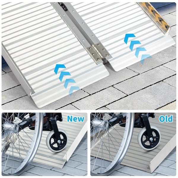 Telescopic Wheelchair Ramps 7ft FACHNUO TOOL Adjtable Wheelchair Ramp 7.4" Wide Non- Skid Aluminum Ramp For Home, Stairs With Portable Storage Bag (1 Pair - View #4