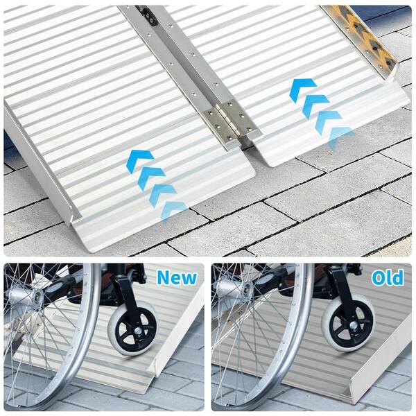Karl home 2 ft. Aluminum Folding Wheelchair Ramp for Scooter Steps Home Stairs Doorways K1G33006536