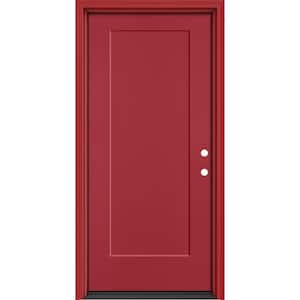 Performance Door System 36 in. x 80 in. Lincoln Park Left-Hand Inswing Red Smooth Fiberglass Prehung Front Door