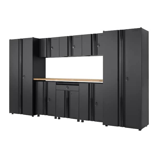 Husky 9-Piece Regular Duty Welded Steel Garage Storage System in Black (133 in. W x 75 in. H x 19.6 in. D)
