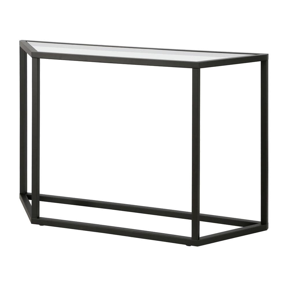 Modern Blackened Bronze 44" Console Table with Glass Shelf