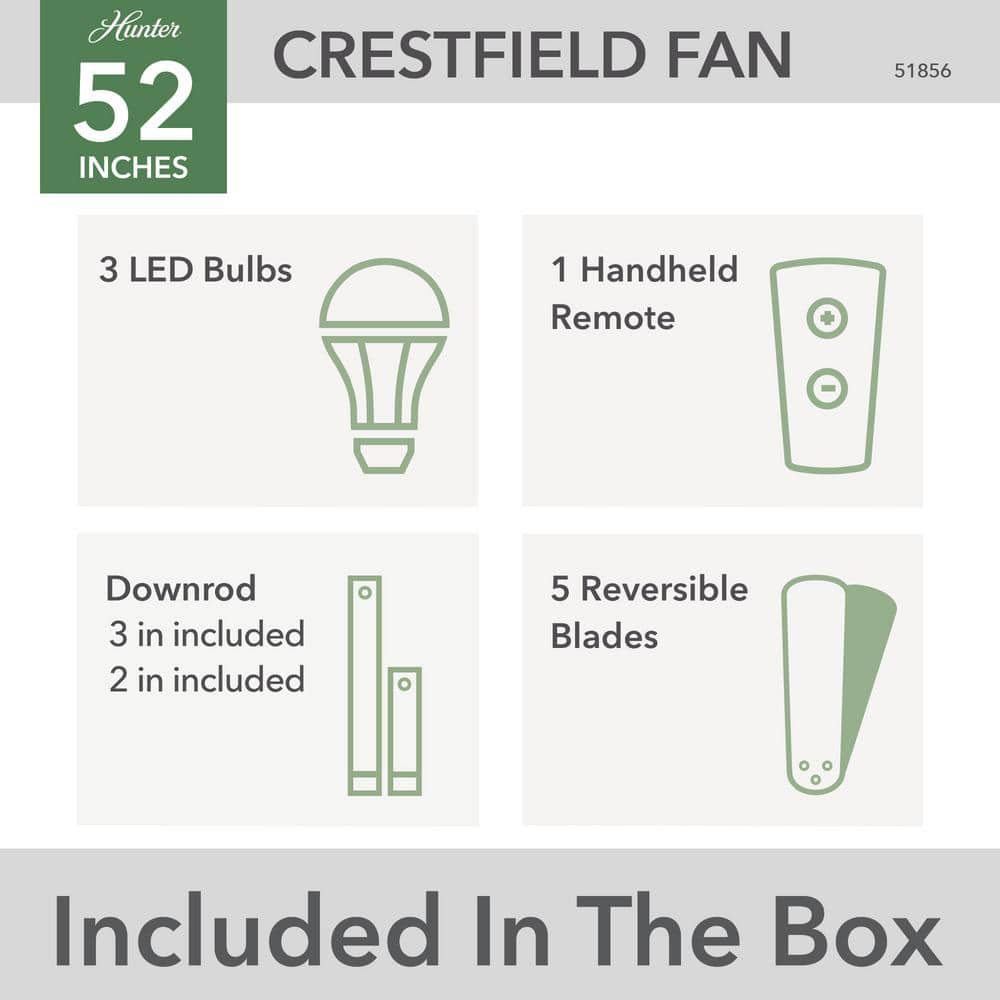 Crestfield Noble Bronze 52" Ceiling Fan with Dimmable LED Light & Remote