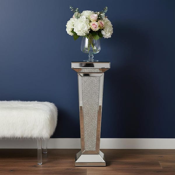 12.6 in. Silver Rectangle Glass End Table