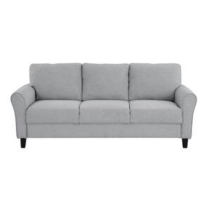 80.50 in. W Round Arm Fabric Textured Upholstered Modern Straight Reclining Sofa in Dark Gray