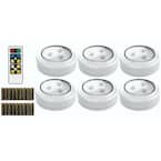 Brilliant Evolution LED White Puck Light with Remote 6 Pack