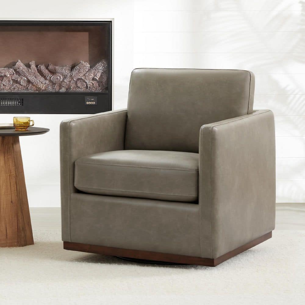 Kyle Drizzle Gray Faux Leather Swivel Mid Century Accent Chairs Upholstered Arm Chair for Living Room or Bedroom price history on PriceWatchPro