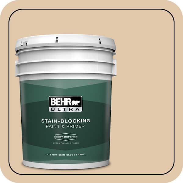 BEHR ULTRA 5 gal. #MQ2-08 Irish Cream Extra Durable Semi-Gloss Enamel Interior Paint & Primer