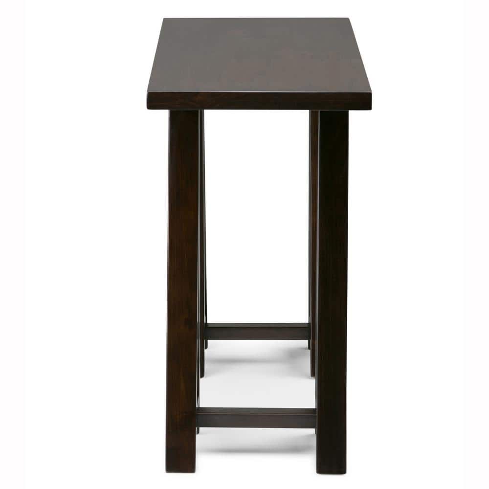 Sawhorse Dark Chestnut Brown Solid Wood Console Table with Storage