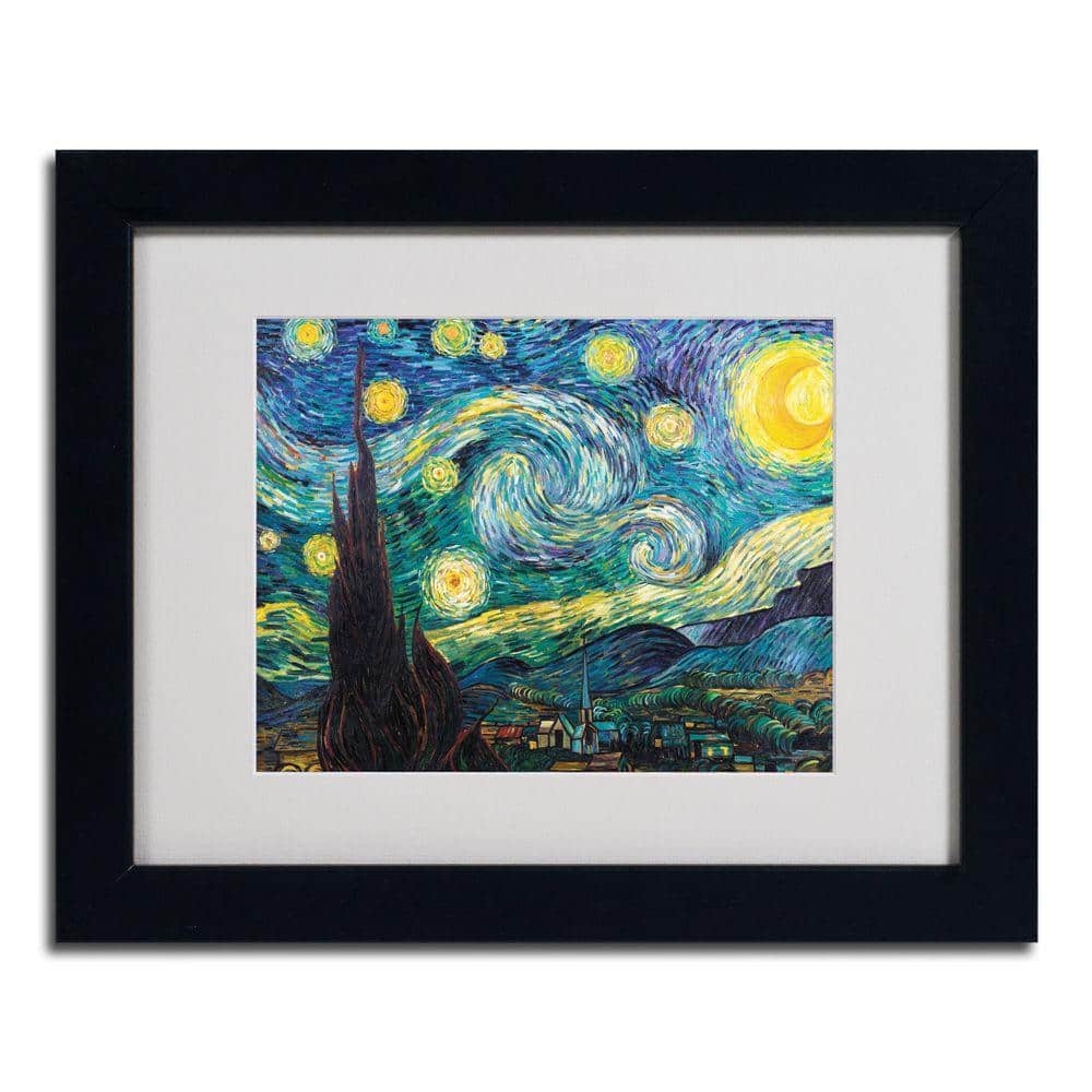 Trademark Fine Art 16 in. x 20 in. Starry Night Black Framed