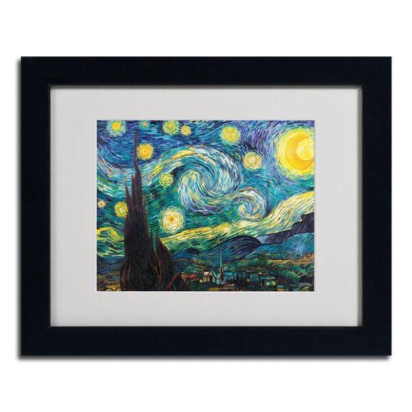 Trademark Fine Art 16 in. x 20 in. Starry Night Black Framed Matted Art