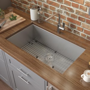 Undermount Stainless Steel 32 in. Zero Radius 16-Gauge Single Bowl Kitchen Sink