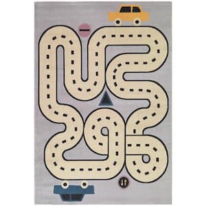 Highway Grey 5 ft. x 7 ft. Race Track Area Rug