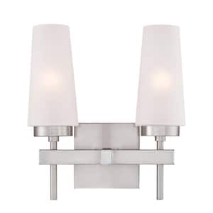 Chaddsford 2-Light Brushed Nickel Wall Mount Bath Light