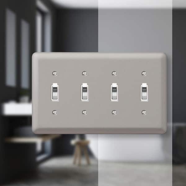 Declan 4 Gang Toggle Steel Wall Plate - Pewter