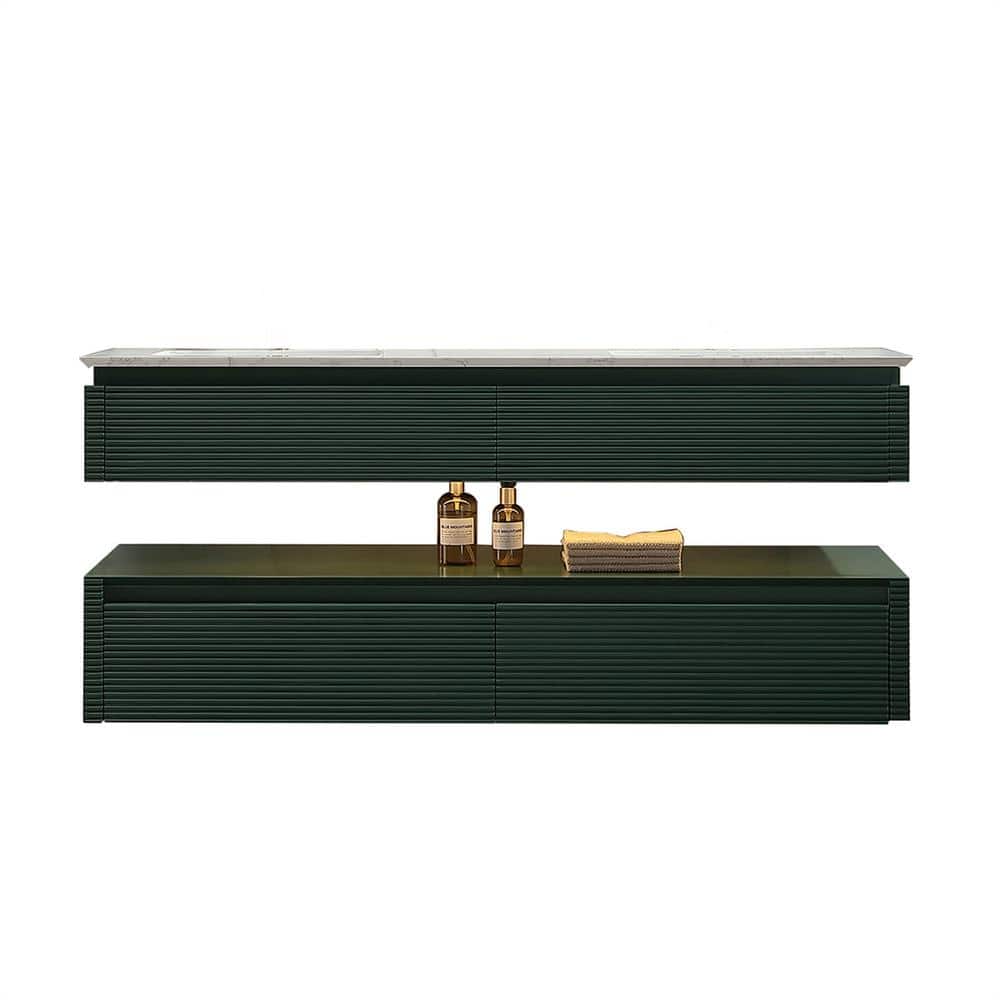 60 in. W x 21 in. D x 20 in. H Floating Bath Vanity in Green with White Eng