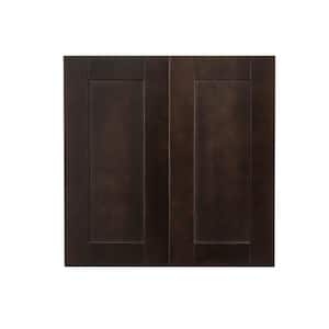 Anchester Assembled 24 in. x 30 in. x 12 in. Wall Cabinet with 2 Doors 2 Shelves in Dark Espresso