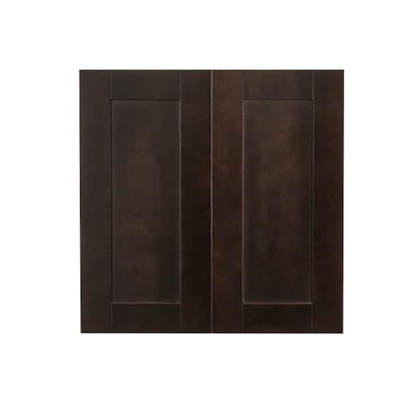 LIFEART CABINETRY Anchester Assembled 24 in. x 30 in. x 12 in. Wall Cabinet with 2 Doors 2 Shelves in Dark Espresso