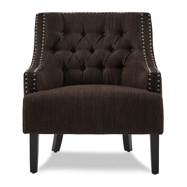 EVERGLADE HOME Bolingbrook Chocolate Textured Upholstery Tufted Back Accent Chair
