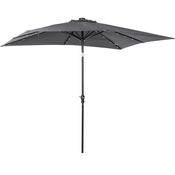 8.8 ft. Metal Market Solar Patio Umbrella in Gray