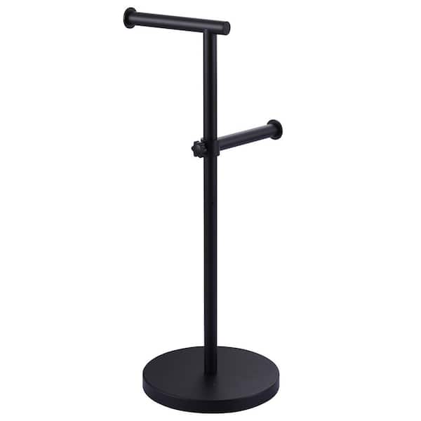Double-Rod Freestanding Toilet Paper Holder in Matte Black