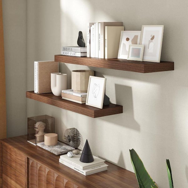 36 in. W x 8 in. D Walnut Floating Shelves Decorative Wall Shelf