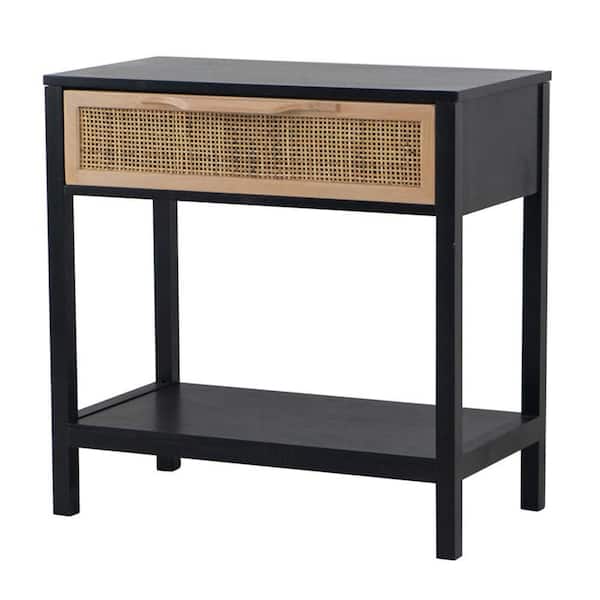 A & B Home 21.7 in. W x 21.7 in. H Black/Brown Rectangle Wood End Table
