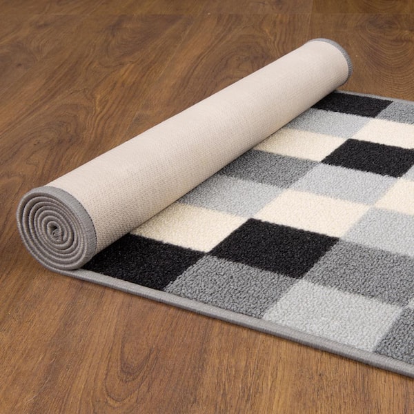 Ottomanson Basics Collection Non-Slip Rubberback Checkered 2x3 Indoor Area  Rug Entryway Mat, 2 ft. 3 in. x 3 ft., Black Checkered BSC2013-2X3 - The  Home Depot