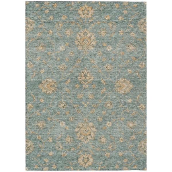 Chantille Machine Washable Indoor/Outdoor Abstract ACN3076 Teal 9 ft. x 12 ft. Area Rug