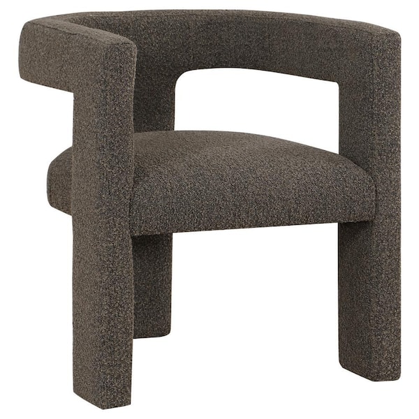 Chocolate Brown Fabric Side Chair with Accent Boucle Hellen Fully Upholstered(Set of 2)