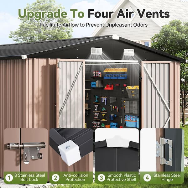 Sizzim 9 ft. W x 7 ft. D Metal Storage Shed with Floor, Air Vents Sizzim 9 ft. W x 7 ft. D Metal Storage Shed with Floor, Air Vents