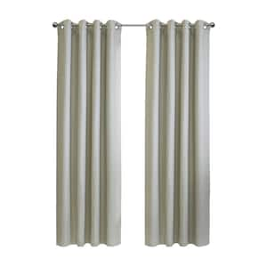 Zoey Grey Polyester Textured 52 in. W x 108 in. L Grommet Indoor Room Darkening Curtain (Single Panel)