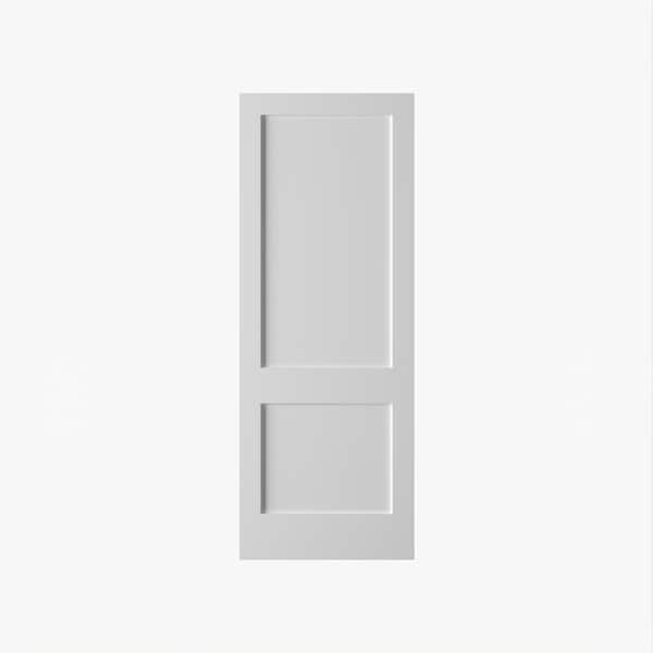 28 in. x 96 in. Double Panel Solid Core Composite Wood White Primed Smooth Texture Interior Door Slab