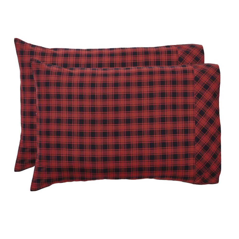 Cumberland Red and Black Plaid Cotton Standard Pillowcase Set