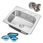 eModernDecor Top Mount Drop-In Stainless Steel 18-Gauge 25 in. x 22 in ...