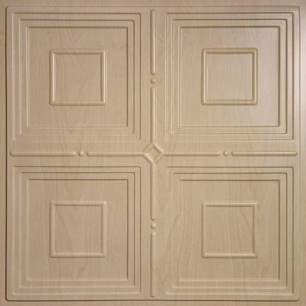 Ceilume Jackson Faux Wood-Sandal 2 ft. x 2 ft. Lay-in or Glue-up Ceiling Panel (Case of 6)