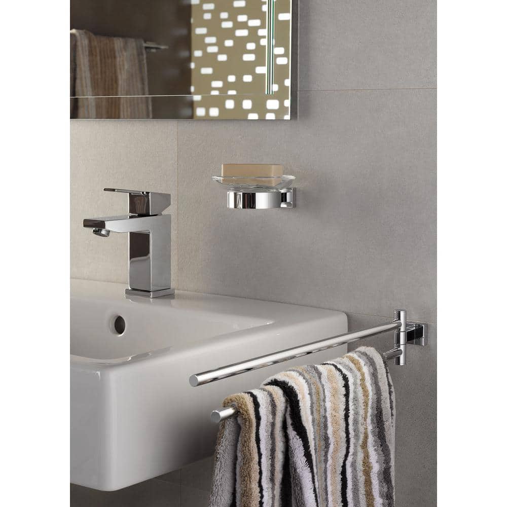 Chrome Wall Mounted Double Towel Bar with Swivel Arms