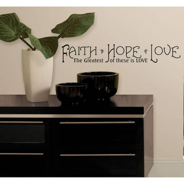 RoomMates 33 in. x 5 in. Faith, Hope and Love Peel and Stick Quotable Wall Decal