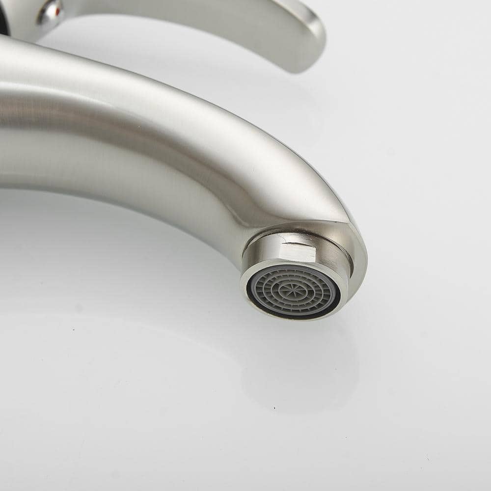 Brushed Nickel Single-Handle Low-Arc Bathroom Faucet