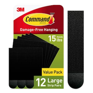 Large Picture Hanging Strips, Black, Damage Free Hanging, 12 Pairs