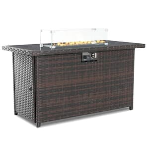 43 in. Brown Wicker Propane 50,000 BTU Outdoor Gas Fire Pit Table with Tempered Glass Tabletop