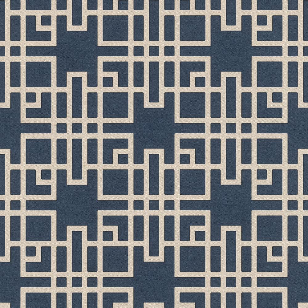 Mana Navy Trellis Wallpaper