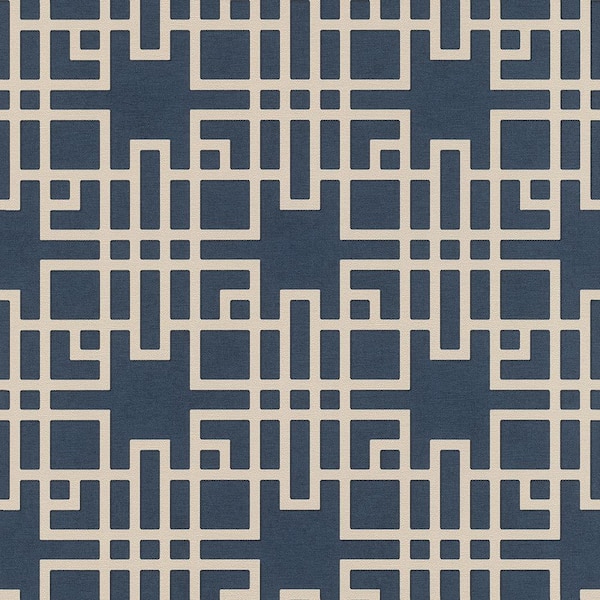 Advantage Mana Navy Trellis Wallpaper Sample