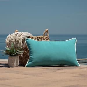 Oasis 24 in. Indoor/Outdoor Lumbar Pillow in Surf Teal